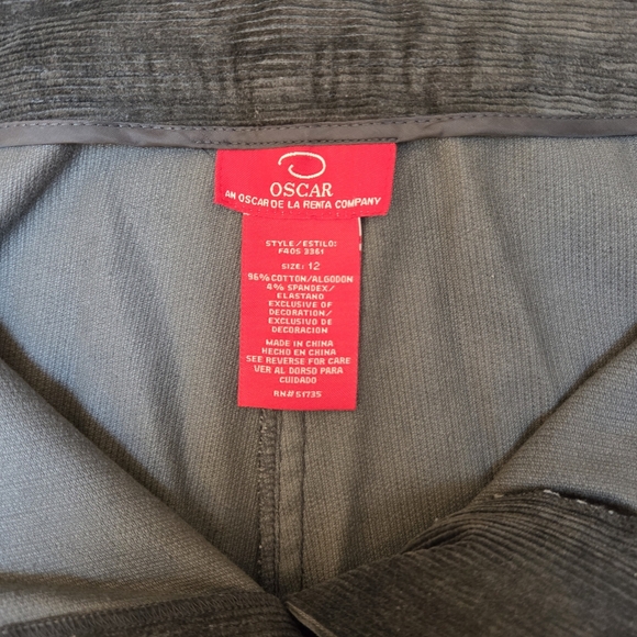 Oscar de la Renta Gray Straight Leg Pants with Embroidery - Picture 8 of 12